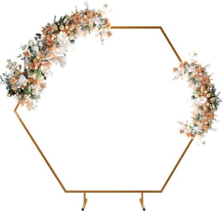 Wedding Arch Backdrop Stand, Hexagonal Metal Frame for Ceremony, Anniversary, Party, Photo, Booth, Decoration